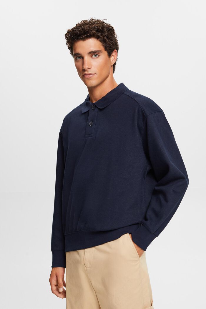 Polo sweatshirt med lange ærmer, NAVY, detail image number 0