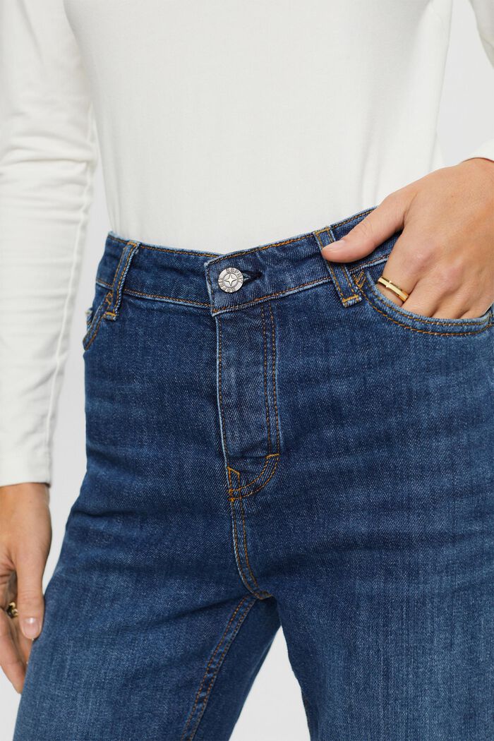 Lige retro-jeans med høj talje, BLUE DARK WASHED, detail image number 2
