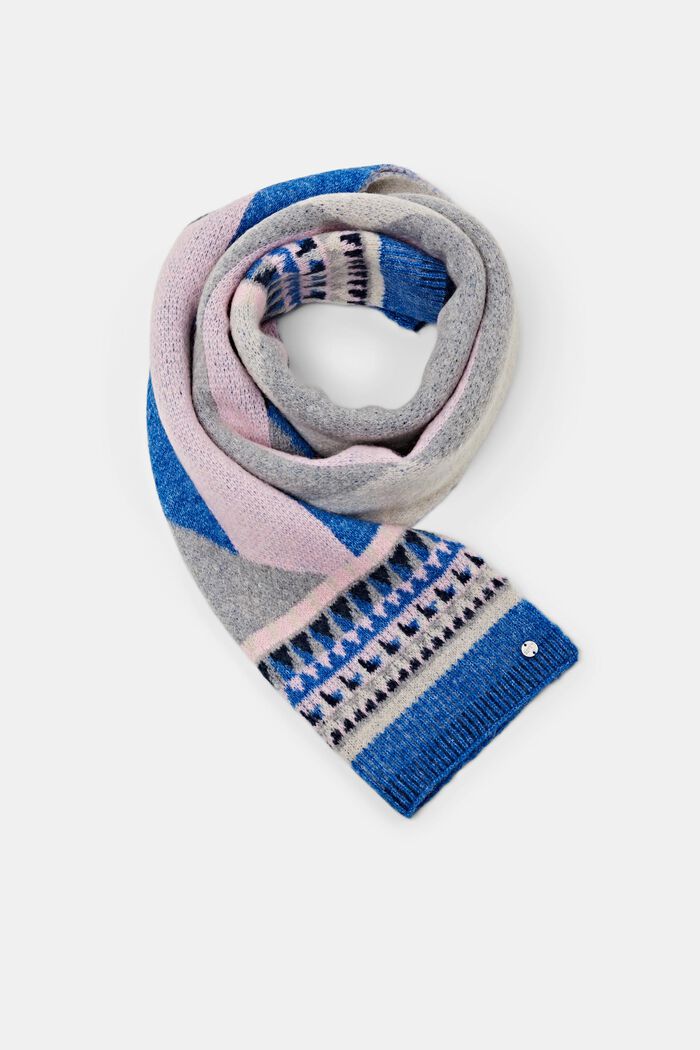 Mønstret tørklæde i mohairmiks, BLUE, detail image number 0