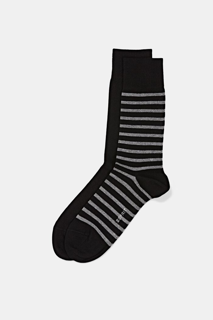 Pakke med 2 par sokker, økologisk bomuldsblanding, BLACK, detail image number 0