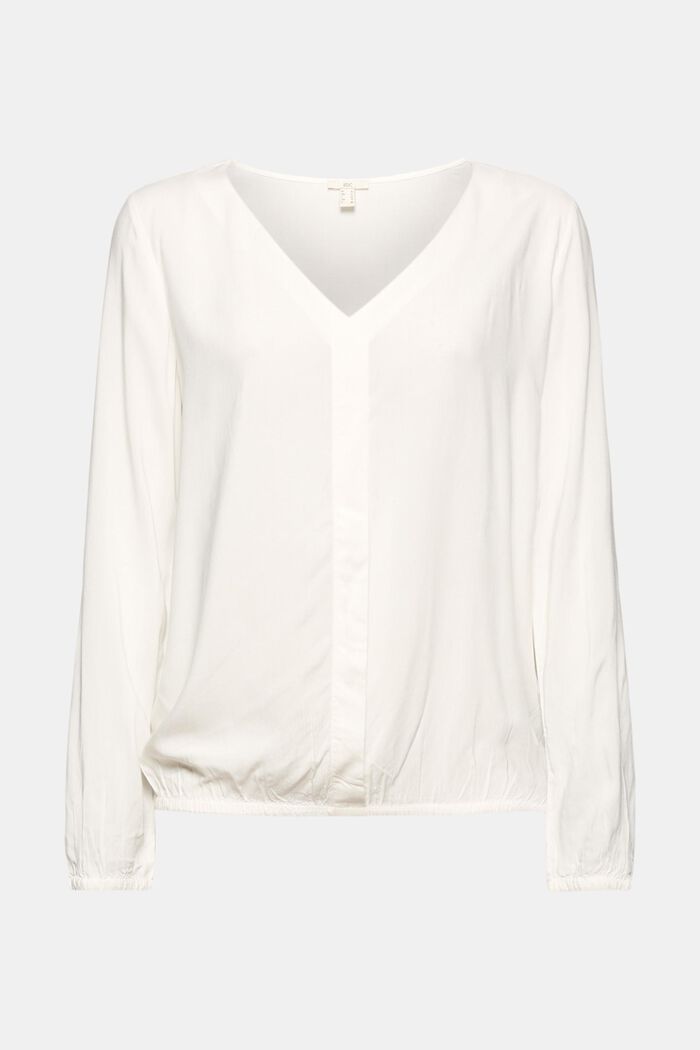Bluse med V-hals, af LENZING™ ECOVERO™, OFF WHITE, detail image number 0