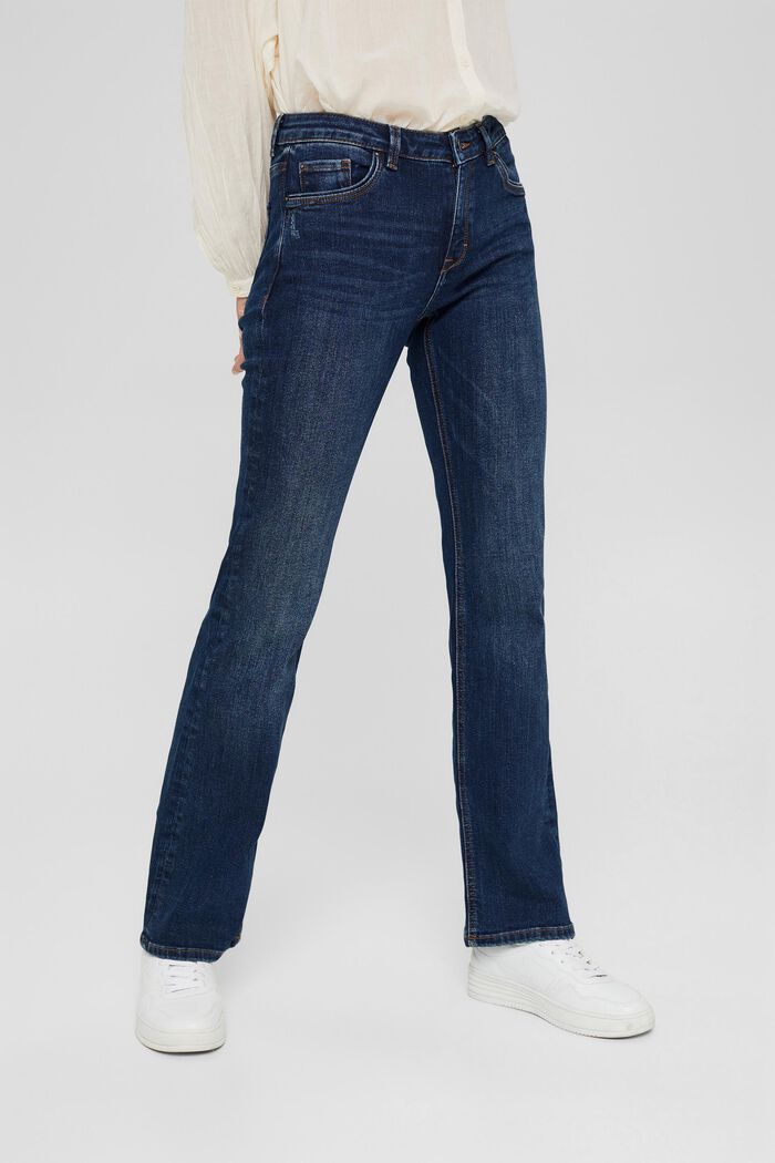 Superstretch-jeans med økologisk bomuld, BLUE DARK WASHED, overview