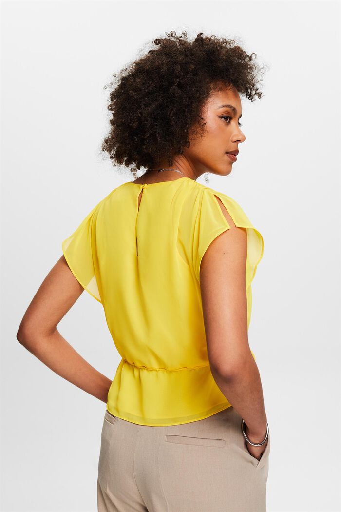 Chiffonbluse med snøre, YELLOW, detail image number 3
