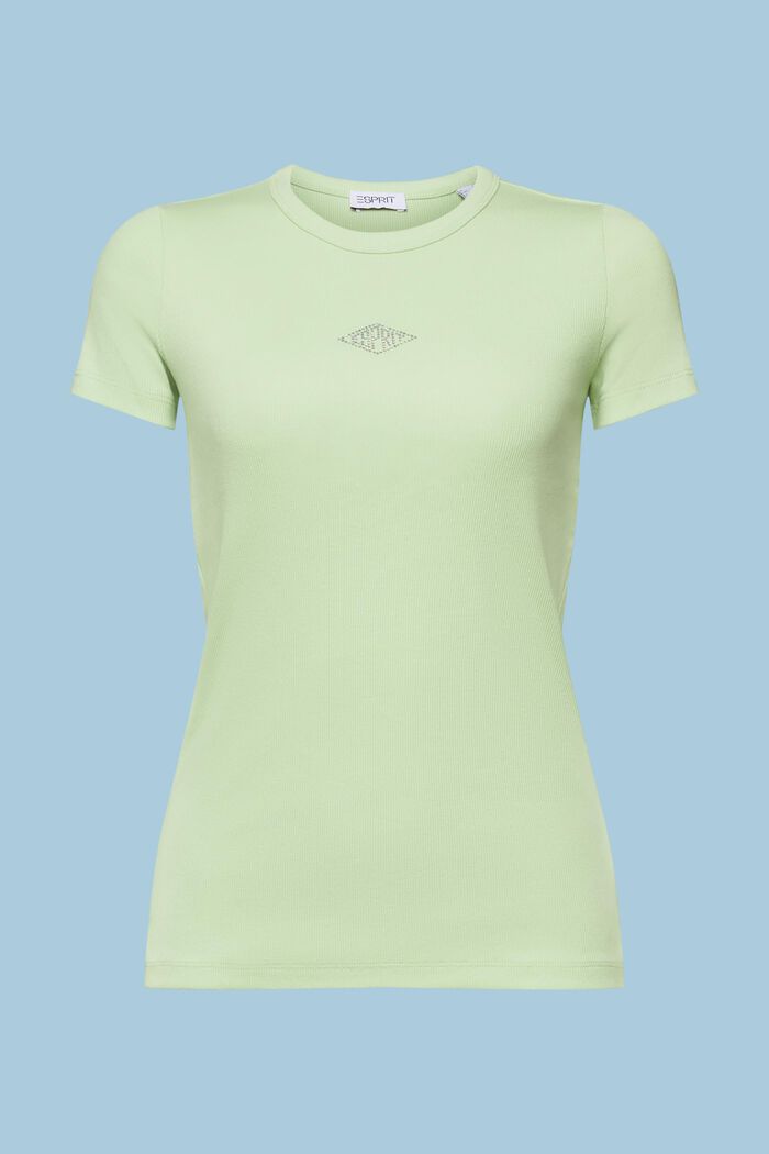 T-shirt med rhinstenslogo, LIGHT GREEN, detail image number 7