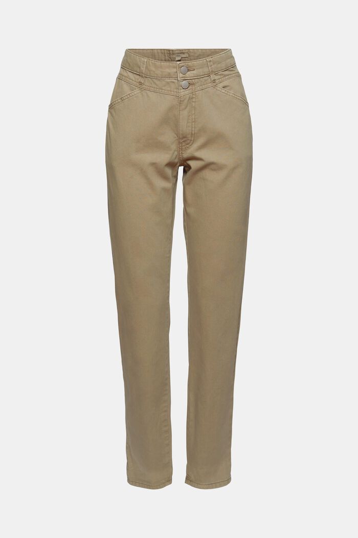 Højtaljede bukser med to knapper, 100% økologisk bomuld