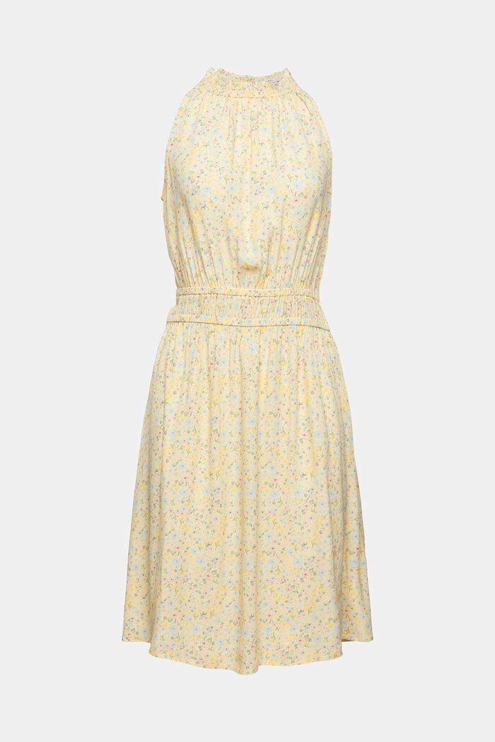 Halterneck-kjole med strøblomstermønster, PASTEL YELLOW, detail image number 5