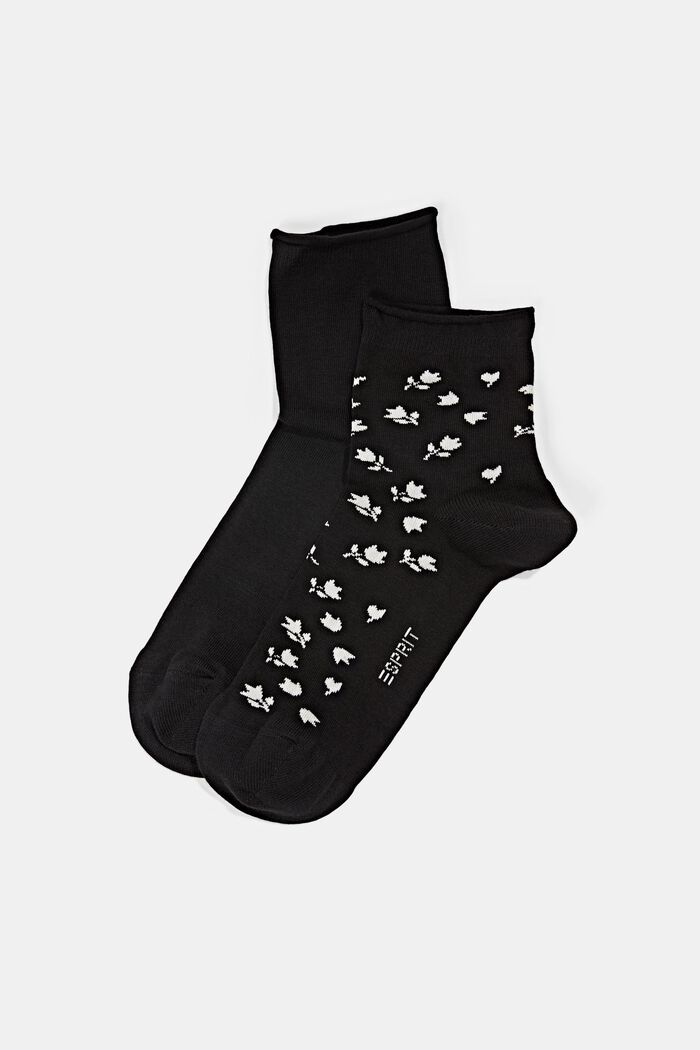Pakke med 2 par korte sokker i økologisk bomuldsblanding, BLACK, detail image number 0