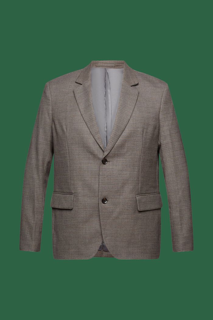 Blazer i uld med hanefjedsmønster, BROWN GREY, detail image number 6