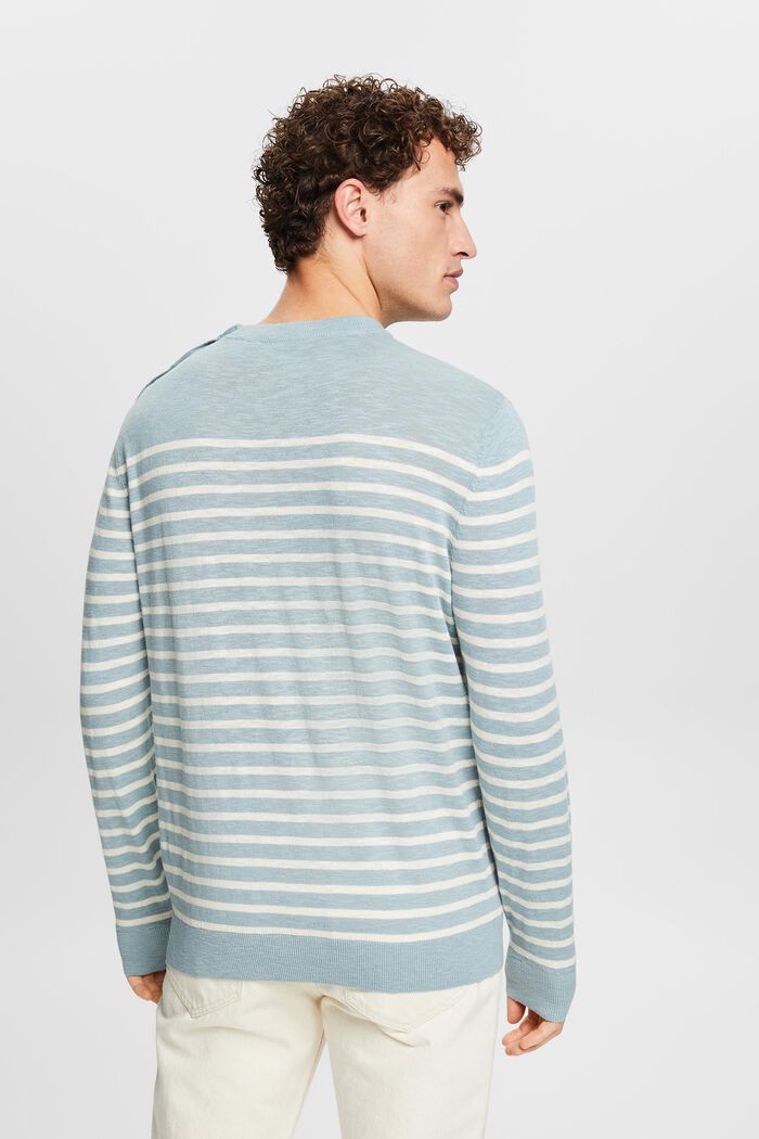 Stribet sweater i bomuld og hør, LIGHT BLUE, detail image number 2