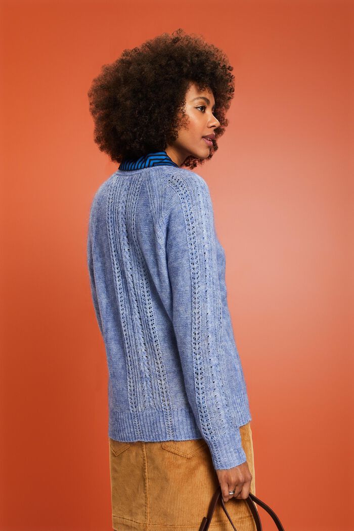 Pointelle-sweater i strik med rund hals, BLUE LAVENDER, detail image number 2
