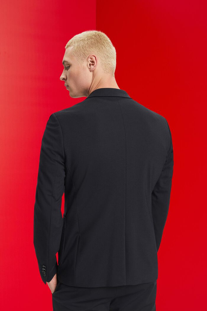 Enkeltradet blazer i piqué-jersey, BLACK, detail image number 3