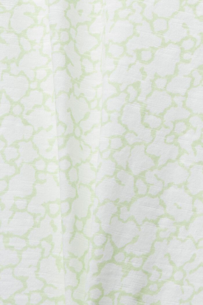 Bomulds-T-shirt med V-hals og allover-mønster, CITRUS GREEN, detail image number 6