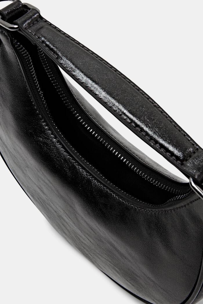 Halvmåneformet taske i kunstlæder, BLACK, detail image number 3