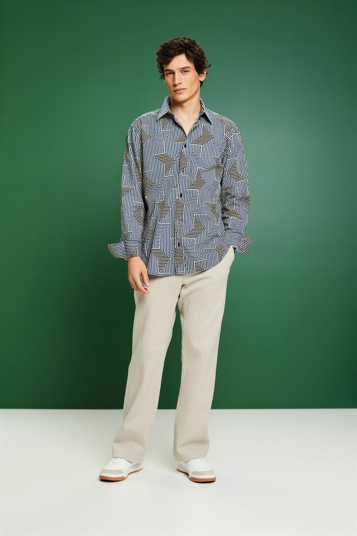 Regular fit-skjorte med geometrisk print, BRIGHT BLUE, detail image number 1