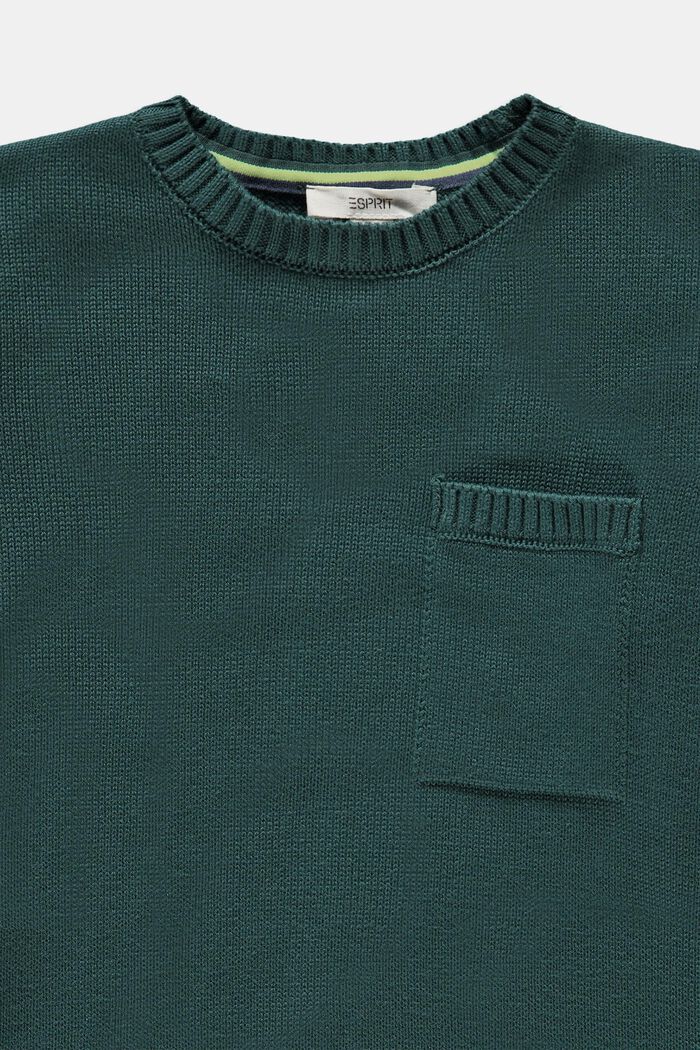 Pullover i strik med lomme, TEAL GREEN, detail image number 2