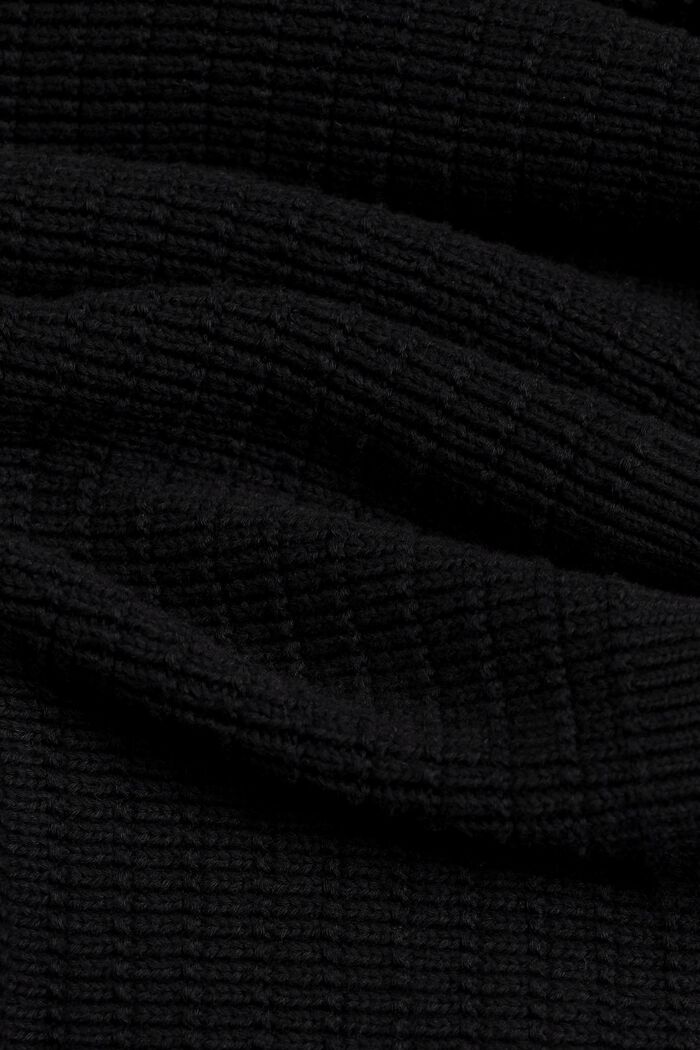 Tekstureret, strikket troyer-pullover i bomuld, ANTHRACITE, detail image number 5