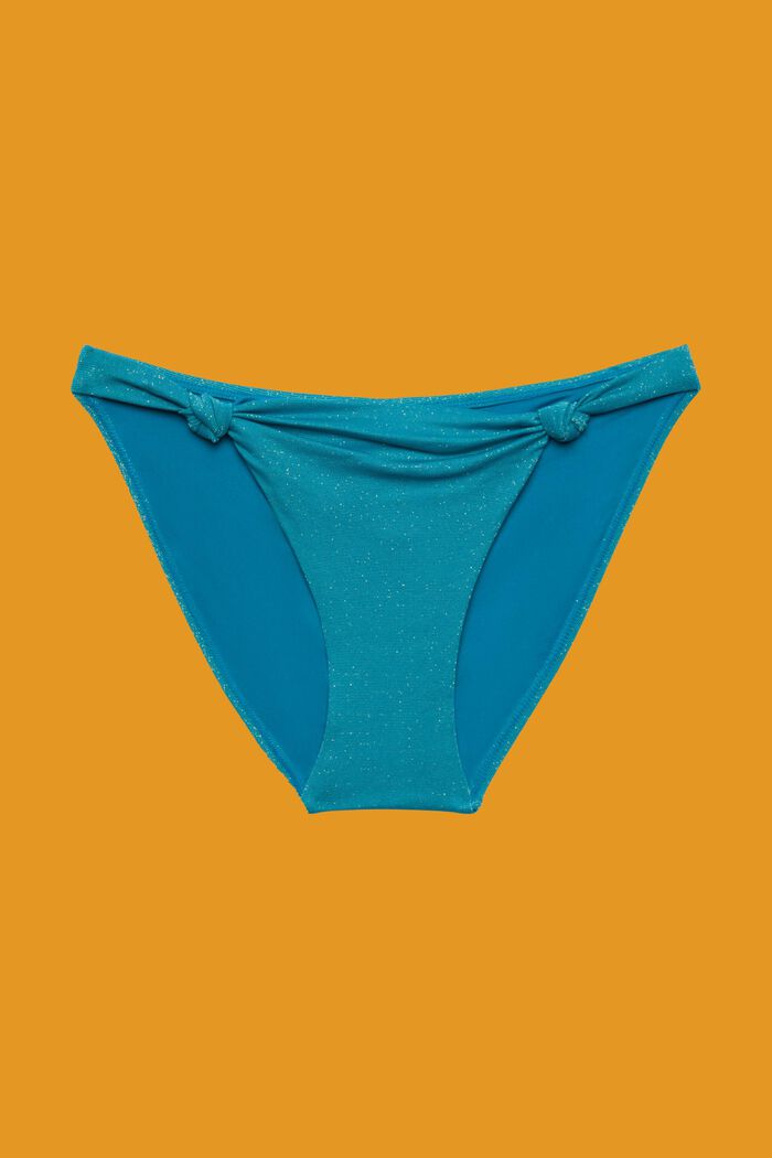 Bikinitrusser med glimmer og knudedetalje, TEAL BLUE, detail image number 3