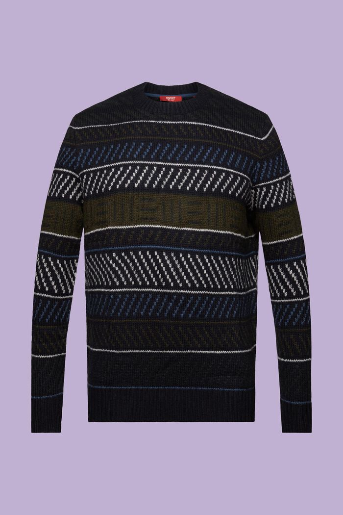 Mønstret sweater i uldmiks, NAVY, detail image number 6