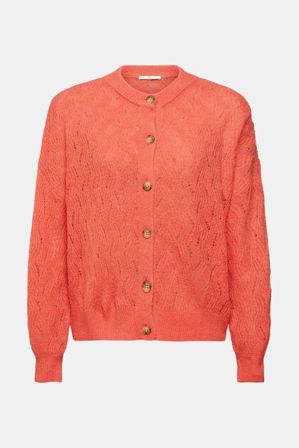 Pointelle-cardigan, CORAL, overview