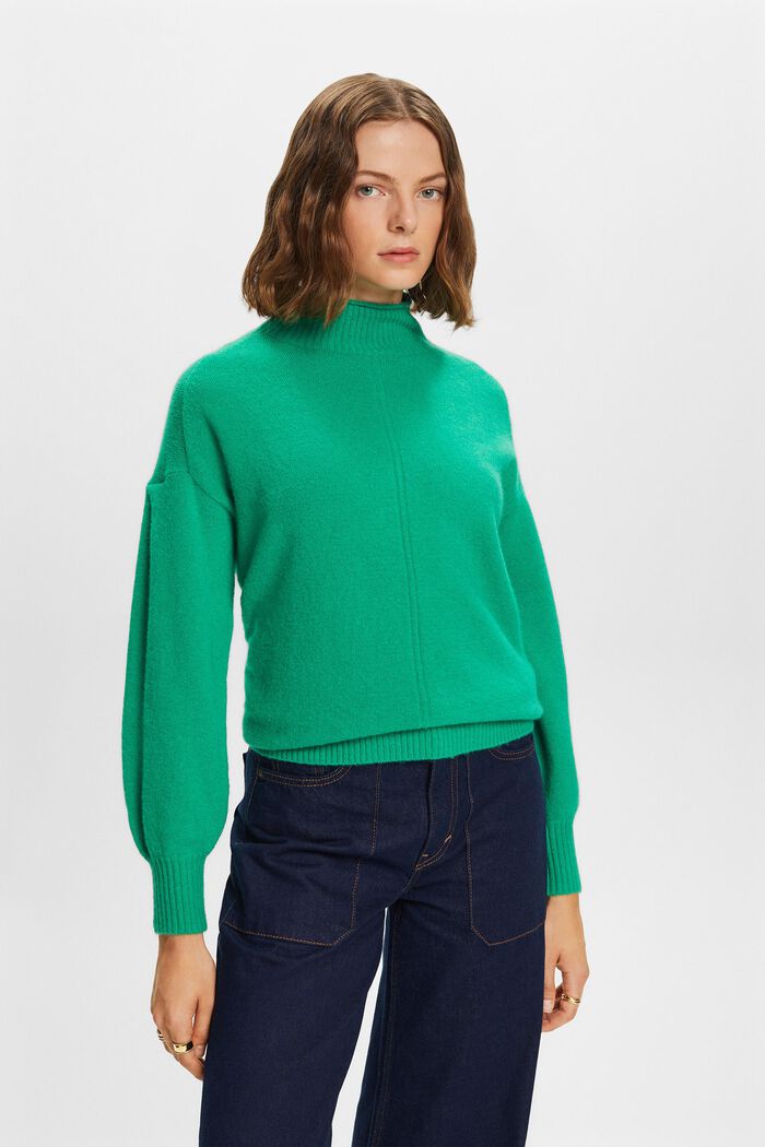 Sweater med høj hals, GREEN, detail image number 0