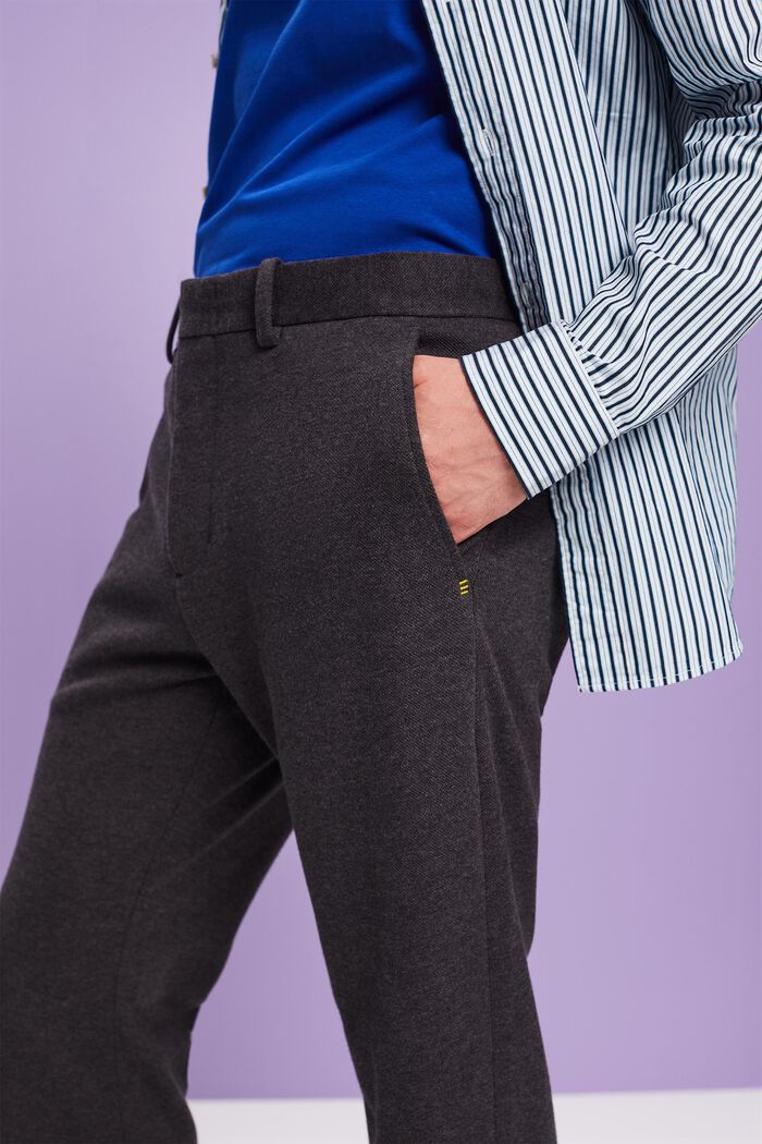 Slim bukser i strik, DARK GREY, detail image number 2