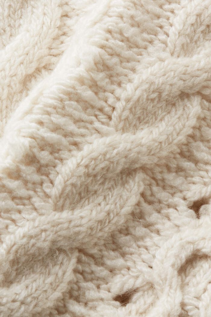 Kabelstrikket sweater i uldmiks, ICE, detail image number 6