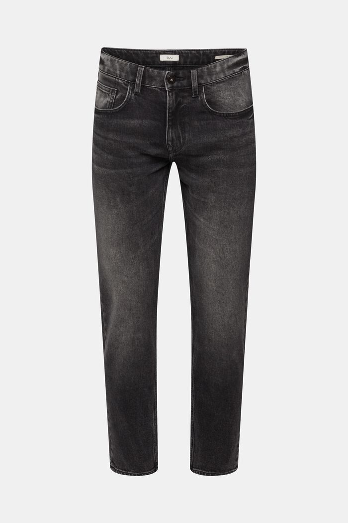 Washed out-jeans med stretch, BLACK MEDIUM WASHED, overview