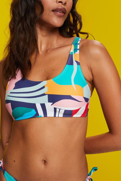 Polstret bikinitop i croptop-stil med print
