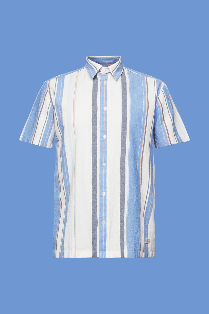 Kortærmet skjorte med striber, 100% bomuld, BRIGHT BLUE, detail image number 6