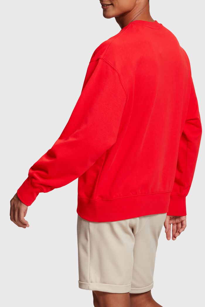 Sweatshirt med påsat logo som flockprint, RED, detail image number 2