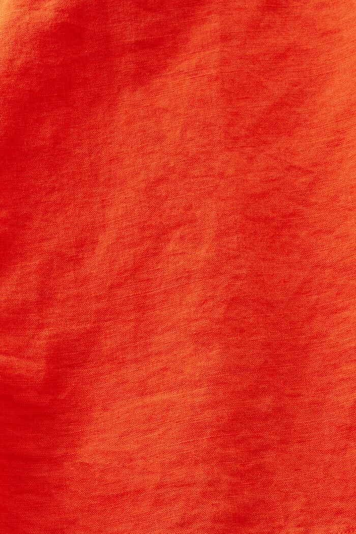 Skjortebluse i bomuld og hør, BRIGHT ORANGE, detail image number 5