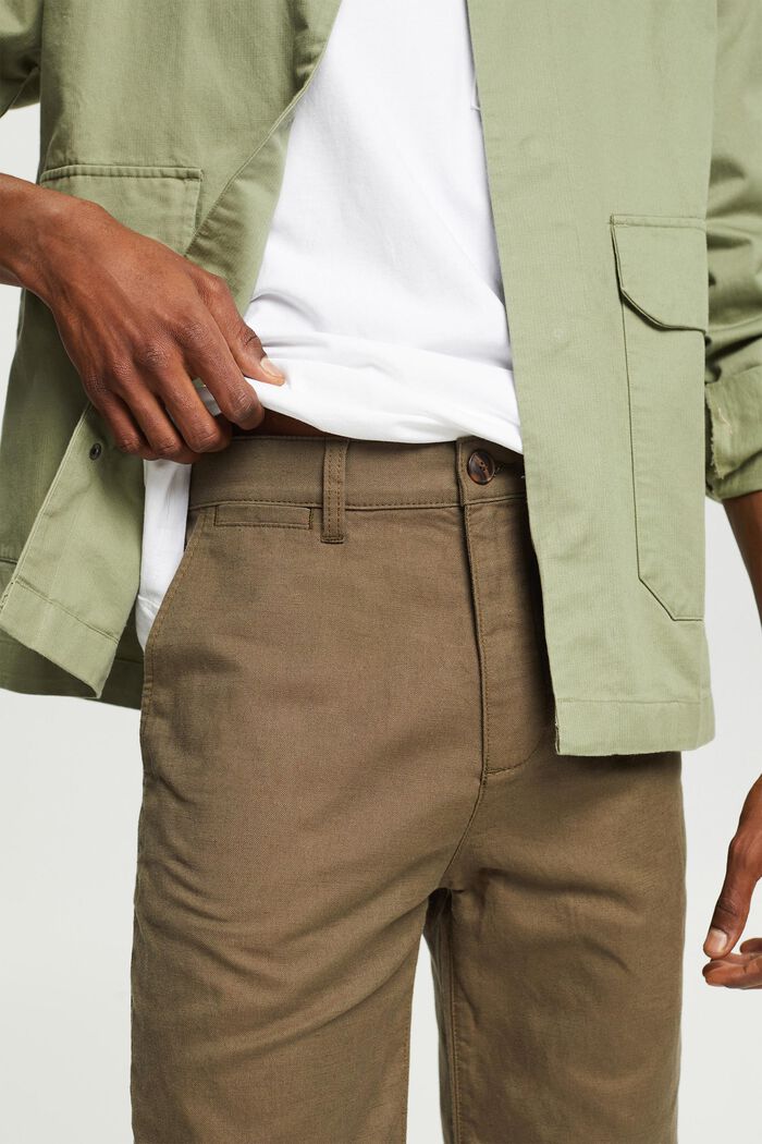 Korte bukser af hørblanding, DUSTY GREEN, detail image number 0