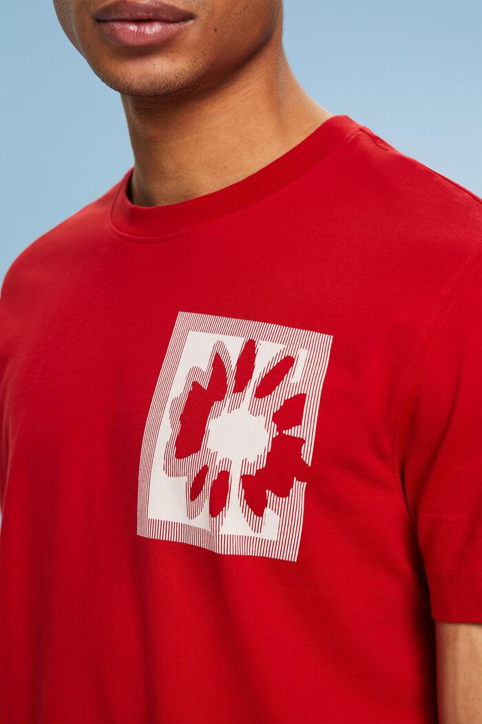 T-shirt med logo og blomsterprint, DARK RED, detail image number 3