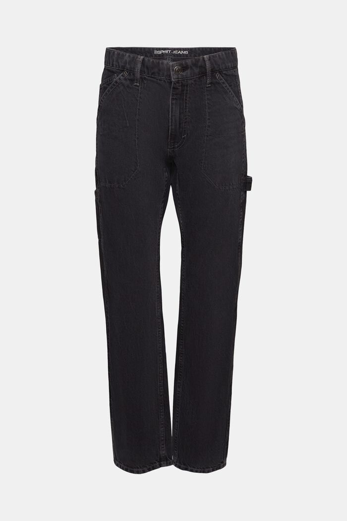 Lige jeans med mellemhøj talje, BLACK DARK WASHED, detail image number 6