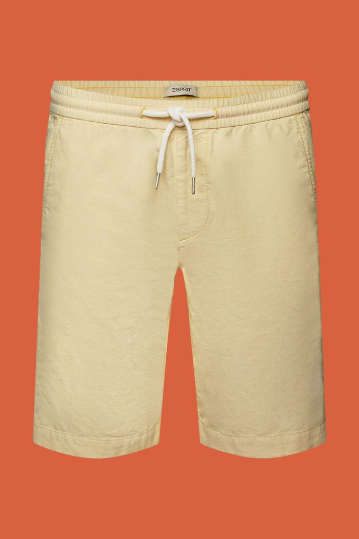 Pull on-shorts i twill, 100 % bomuld, DUSTY YELLOW, detail image number 7