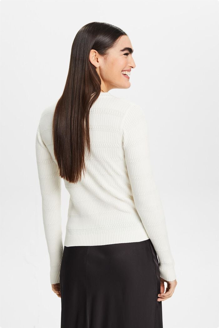 Striksweater med rund hals, OFF WHITE, detail image number 3
