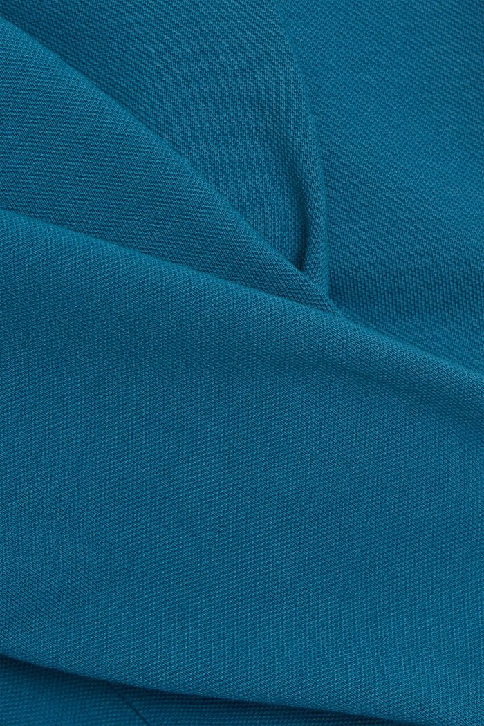 Piqué-poloshirt i 100 % økologisk bomuld, PETROL BLUE, detail image number 5