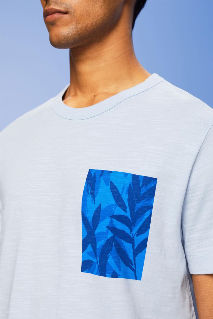 Jersey-T-shirt med print på brystet, 100 % bomuld, PASTEL BLUE, detail image number 2