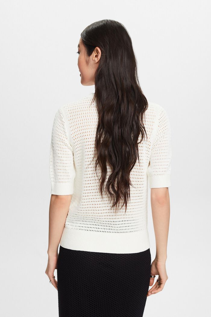 Kortærmet sweater i mesh, OFF WHITE, detail image number 2