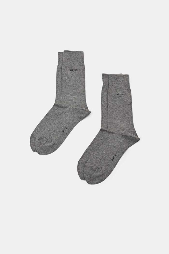 2-pak sokker, økologisk bomuld, LIGHT GREY MELANGE, detail image number 0