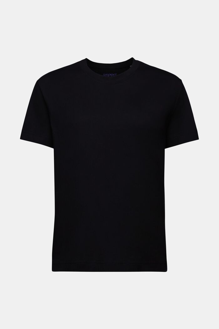 T-shirt i pimabomuld med rund hals, BLACK, detail image number 6