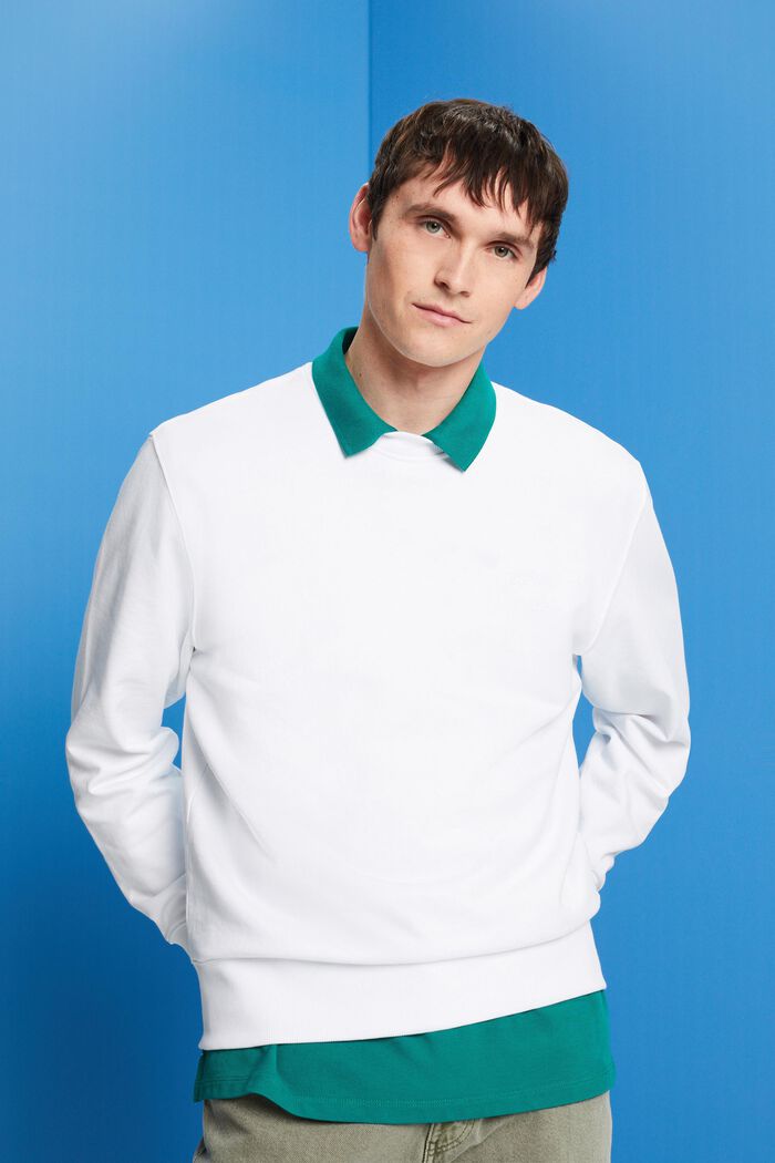 Sweatshirt med print på ryggen, WHITE, detail image number 0