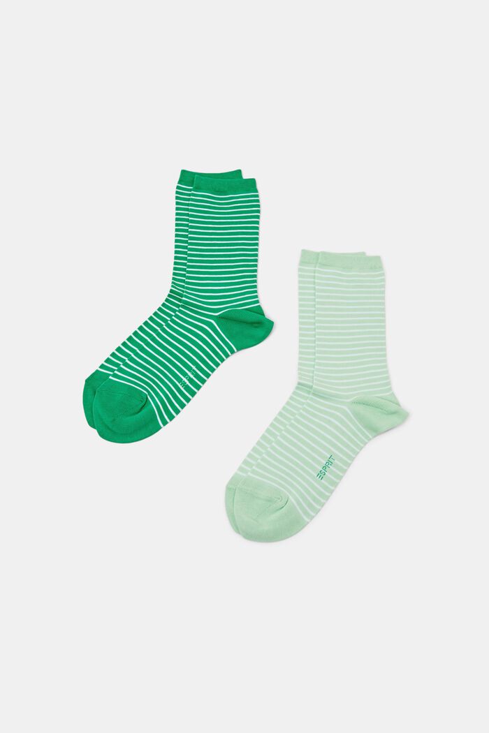 2-pak stribede sokker i chunky strik, GREEN/MINT, detail image number 0