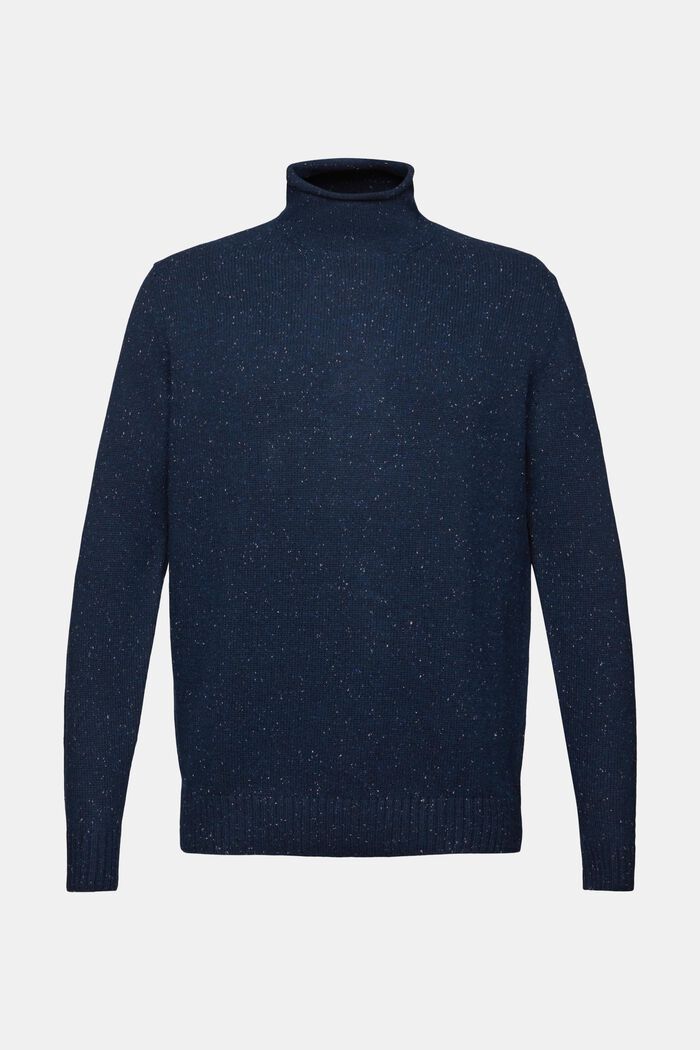 Sweater i uldmiks med høj hals, PETROL BLUE, detail image number 5