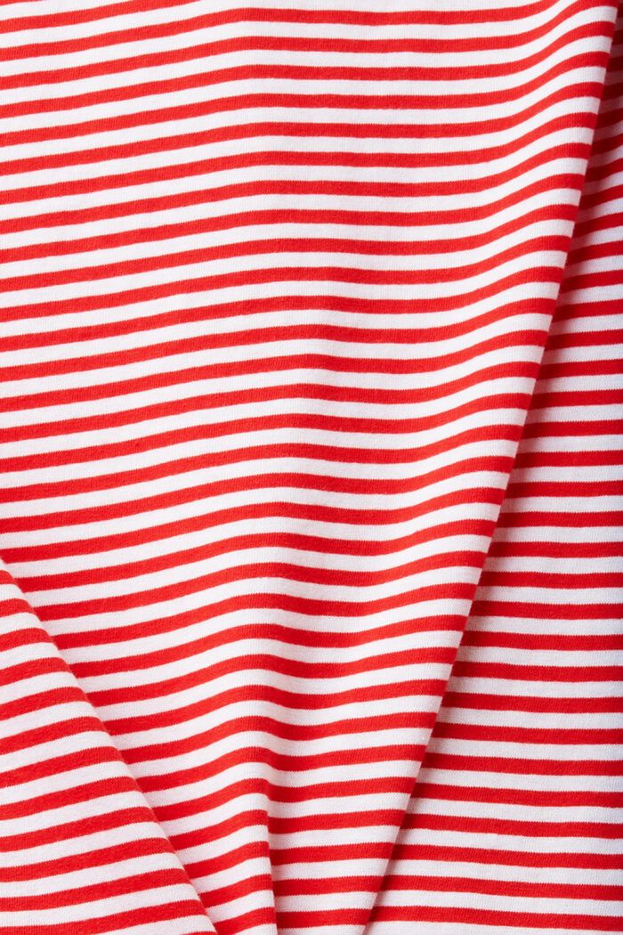 Stribet bomulds-T-shirt med broderet motiv, RED, detail image number 4