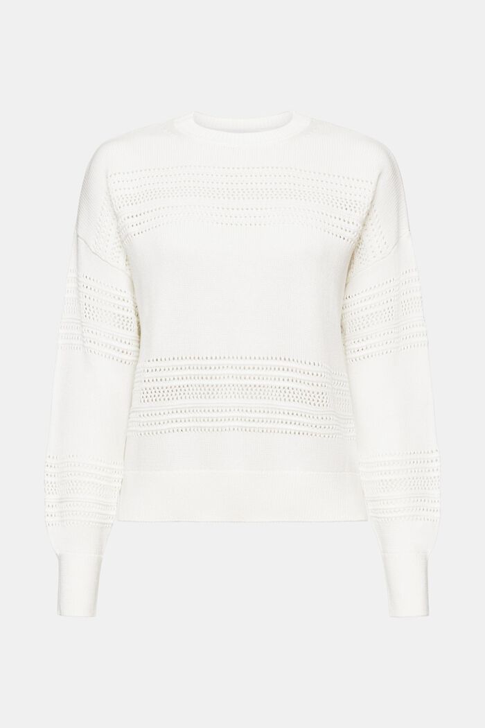 Sweater i åben strik med rund hals, OFF WHITE, detail image number 6