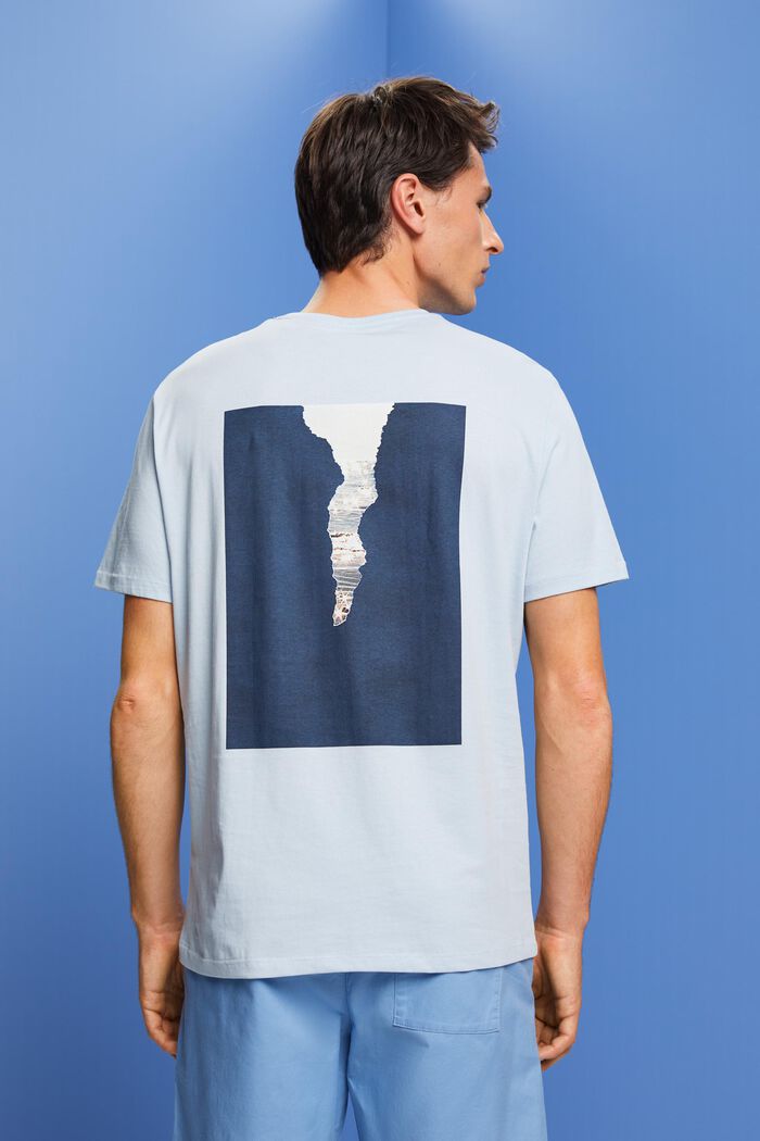 Jersey-T-shirt med print på ryggen, 100 % bomuld, PASTEL BLUE, detail image number 3