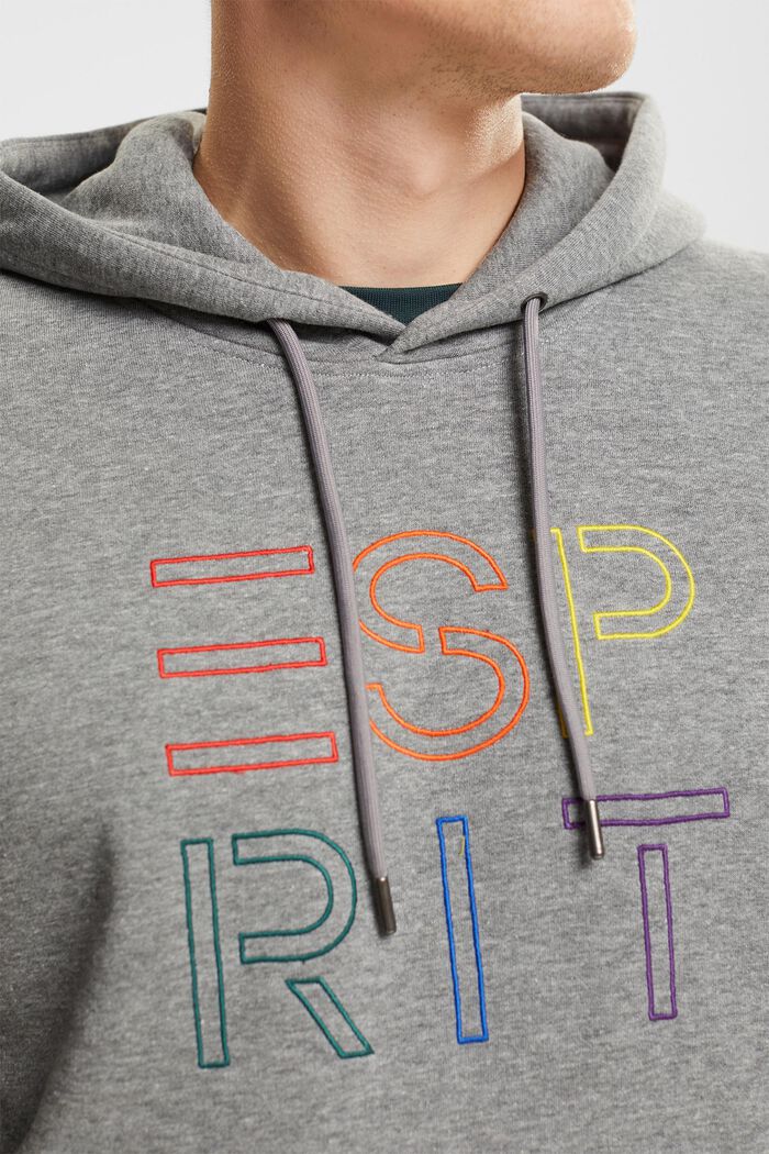 Genanvendte materialer: hoodie med broderet logo, MEDIUM GREY, detail image number 2