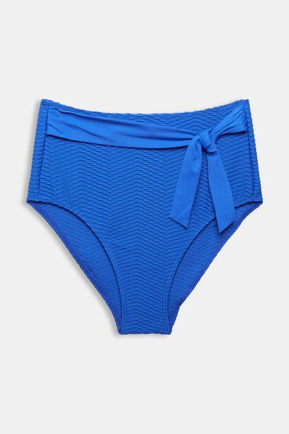 High waist-bikinitrusser med strukturstribe , BRIGHT BLUE, overview