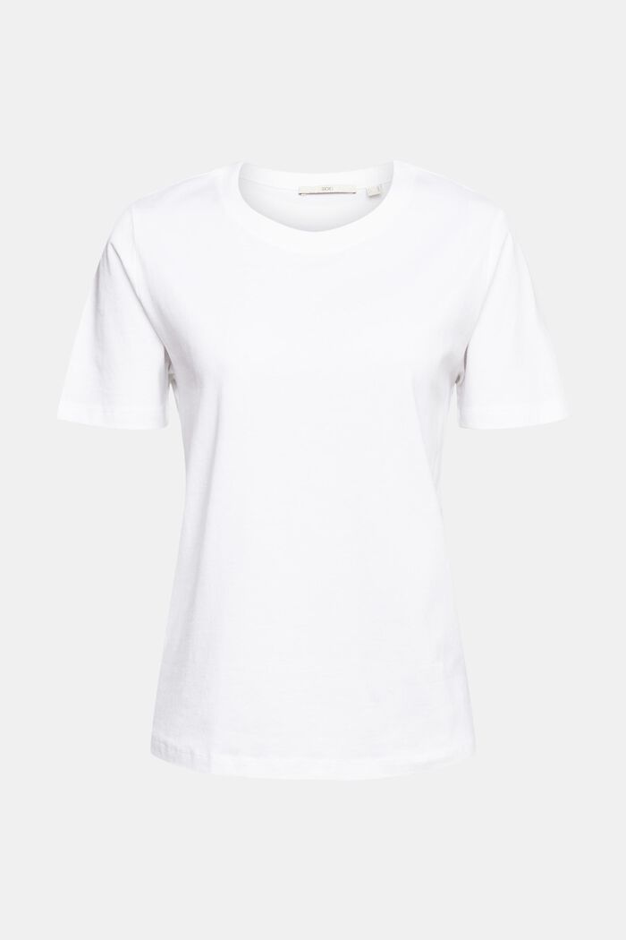 Ensfarvet T-shirt, WHITE, detail image number 7